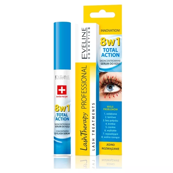 Eveline Cosmetics Lash Therapy Professional Total Action 8w1 serum pogrubiająco-stymulujące wzrost rzęs 8x10ml