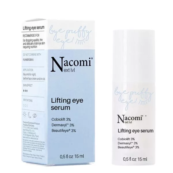 Nacomi Next Level, serum pod oczy na opuchliznę i opadającą powiekę, 15ml