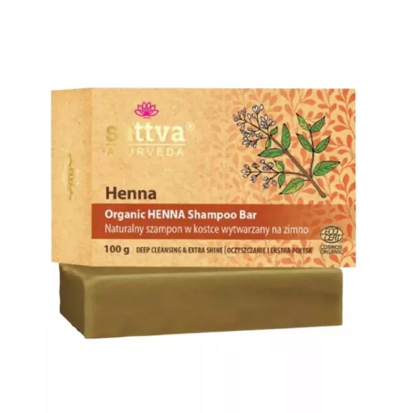 Sattva Organiczny szampon w kostce z henną do włosów 100g