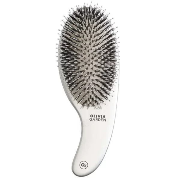 Olivia Garden Expert Care Curve, szczotka do rozczesywania włosów, Boar&Nylon Bristles Silver