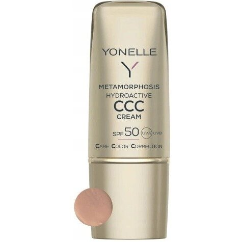 Yonelle Metamorphosis, hydroaktywny krem koloryzujący CCC, SPF 50, 3 Gold Tan, 30ml