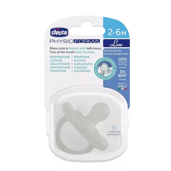 Chicco PhysioForma Luxe smoczek silikonowy uspokajający dla dzieci 2-6m Szary