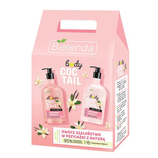 Bielenda Coctail Rabarbar & Wanilia, zestaw prezentowy: żel pod prysznic 400ml + balsam do ciała 400ml