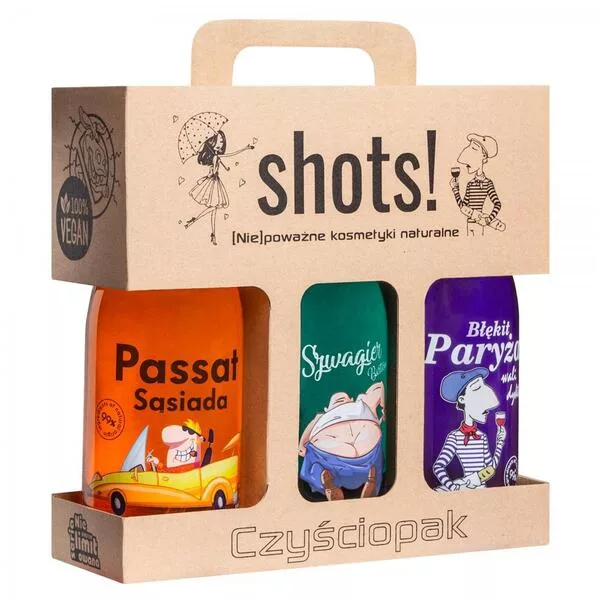 LaQ, Shots! Czyściopak, zestaw żeli pod prysznic dla mężczyzn