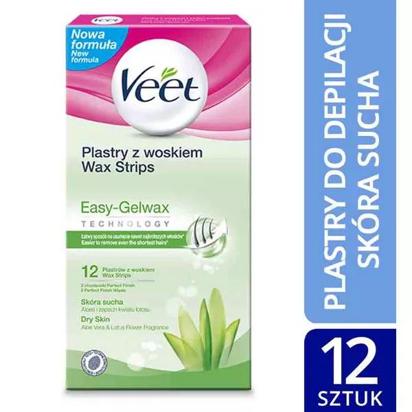 Veet Veet plastry wosk do depilacji ciała skóra sucha 12 szt
