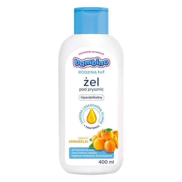 Bambino Rodzina żel pod prysznic hiperdelikatny dla dzieci i dorosłych, Mirabelka 400ml