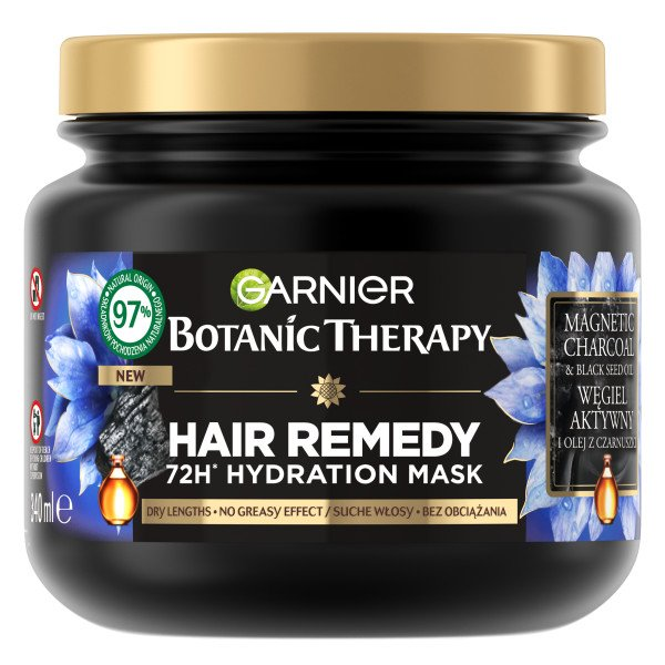 Garnier Botanic Therapy nawilżająca maska do włosów suchych Węgiel Aktywny i Olej z Czarnuszki 340ml