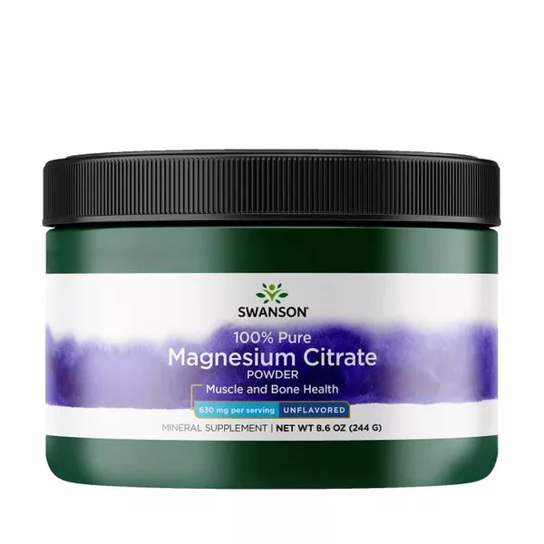 Swanson, cytrynian magnezu w proszku - 100% czystości, 244g