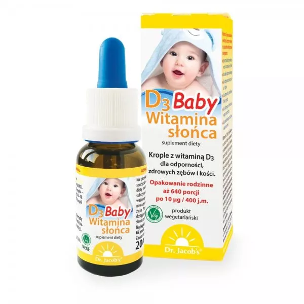 Dr Jacobs Witamina słońca D3 Baby suplement diety dla dzieci w kroplach 20ml