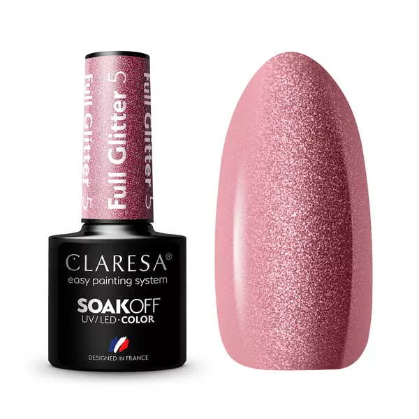 Claresa, Lakier hybrydowy, FULL GLITTER 5, 5g
