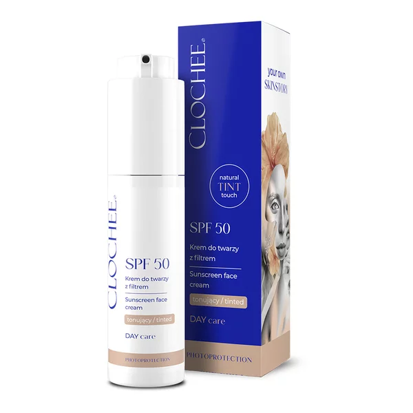 Clochee SPF50, krem do twarzy z filtrem, tonujący, 50ml