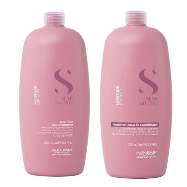 Alfaparf Milano Semi di Lino Moisture, zestaw XL nawilżający do włosów suchych, szampon + odżywka