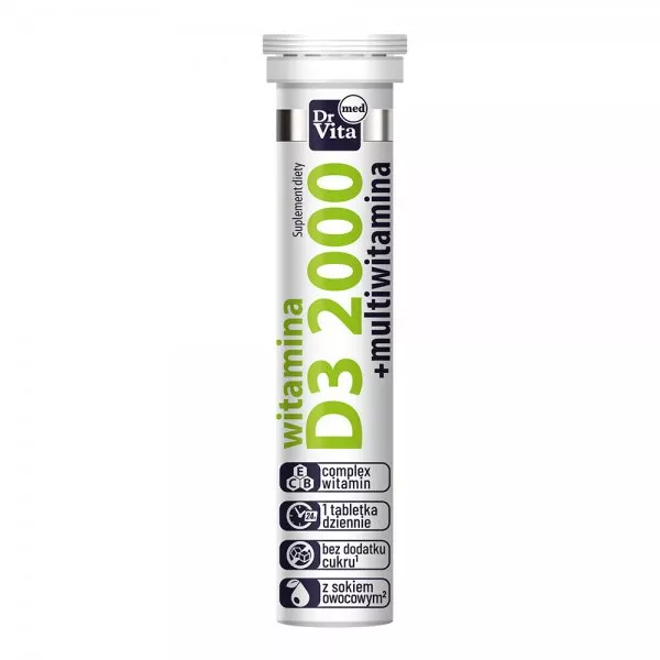 Dr Vita Witamina D3 2000 j.m z sokiem suplement diety 20 tabletek musujących