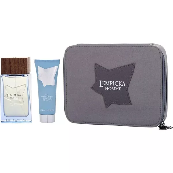 Lolita Lempicka Lempicka Homme zestaw woda toaletowa spray 100ml + żel po goleniu 75ml + kosmetyczka (M)