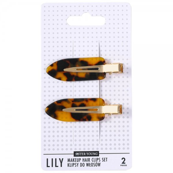 Sister Young Lily klipsy do włosów do makijażu Deep Leopard Print 2szt