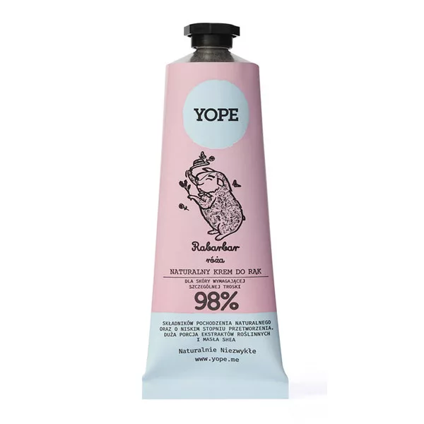 Yope, naturalny krem do rąk, Rabarbar i Róża, 50ml