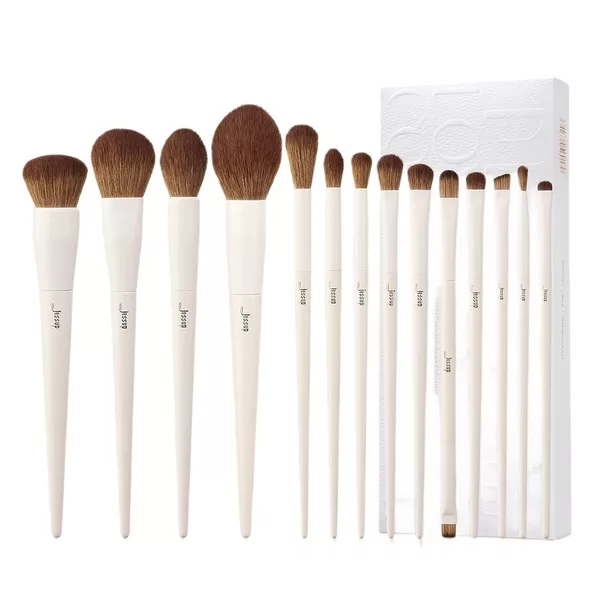 Jessup Luxury Light Gray Comprehensive Brush zestaw pędzli do makijażu oczu i twarzy T329 14szt.