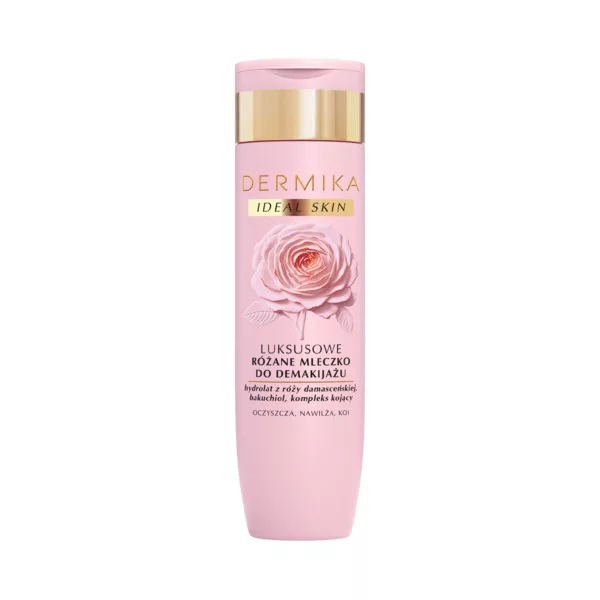 Dermika Ideal Skin, luksusowe różane mleczko do demakijażu, 200ml