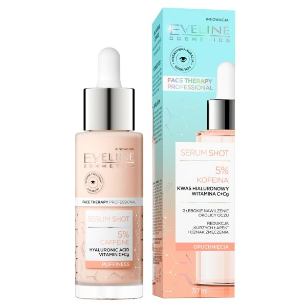 Eveline Serum Shot, energizująca kuracja do skóry wokół oczu, 5% kofeina, 30ml