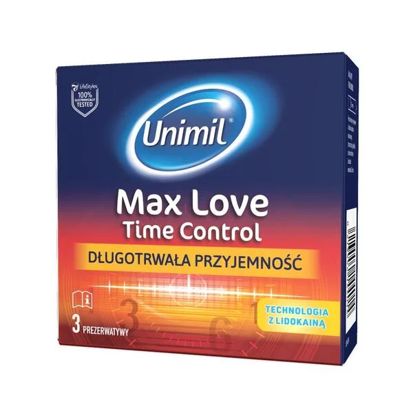 Unimil Max Love Time Control nawilżane lateksowe prezerwatywy 3szt
