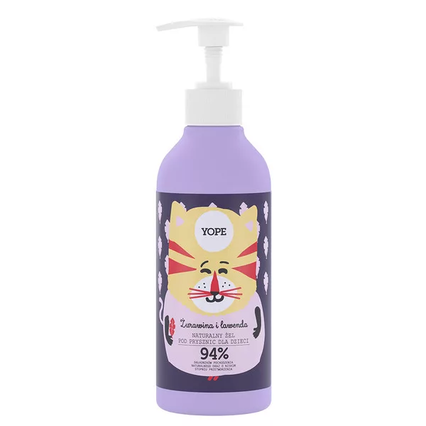 Yope, żel pod prysznic dla dzieci Żurawina i Lawenda, 400ml