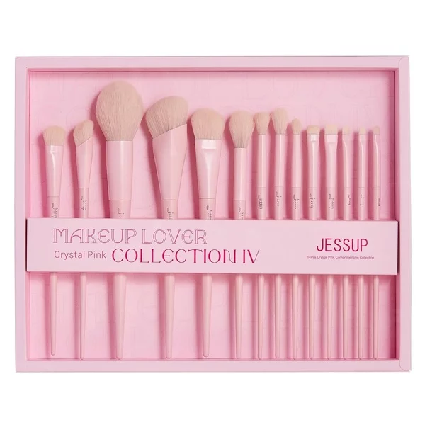 Jessup Makeup Lover Crystal Pink Collection IV zestaw pędzli do makijażu T495 14szt.
