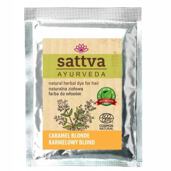 Sattva Natural Herbal Dye for Hair naturalna ziołowa farba do włosów Caramel Blonde 10g