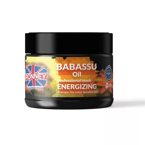 Ronney Professional Mask Babassu Oil Energizing Therapy, Maska enegretyzująca do włosów farbowanych i pozbawionych blasku 300ml