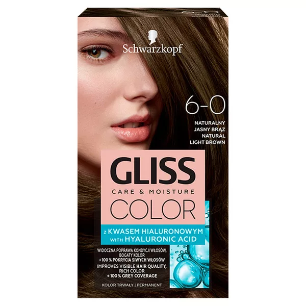 Schwarzkopf Gliss Color krem koloryzujący do włosów 6-0 Naturalny Jasny Brąz