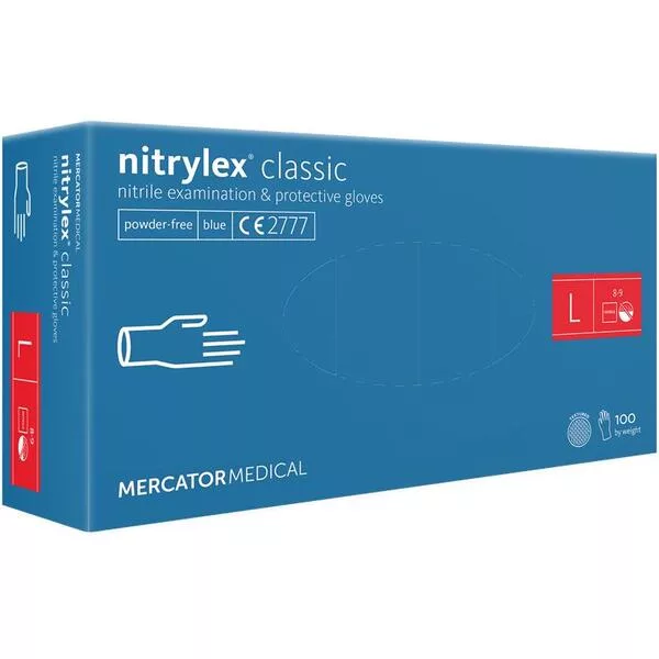 Mercator Nitrylex Classic, rękawiczki nitrylowe, niebieskie, rozmiar L, 100szt
