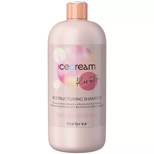 Inebrya Ice Cream Keratin, restrukturyzujący szampon do włosów z keratyną, 1000ml