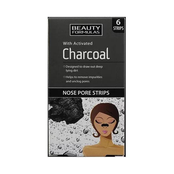 Beauty Formulas Charcoal Nose Pore Strips oczyszczające paski na nos z aktywnym węglem 6szt.