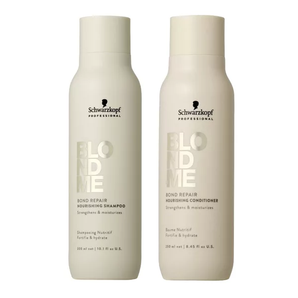 Schwarzkopf BlondMe Bond Repair, zestaw wzmacniająco-nawilżający włosy blond, szampon + odżywka