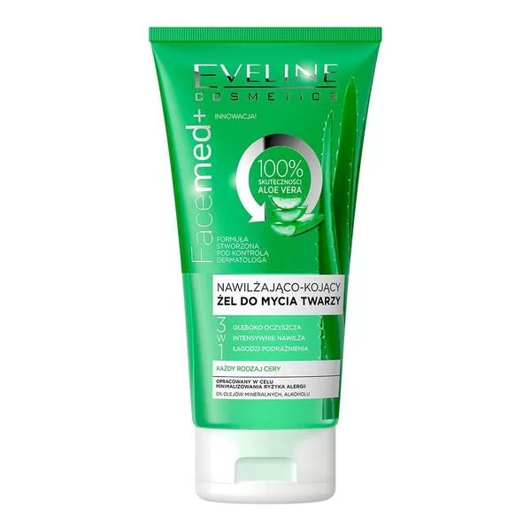 Eveline Facemed+, nawilżająco-kojący żel do mycia twarzy 3w1, 150ml