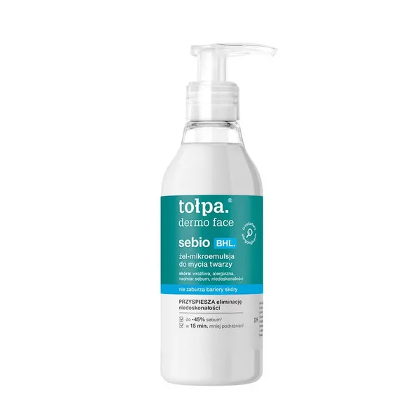 Tołpa Dermo Face, sebio BHL żel-mikroemulsja do mycia twarzy, 195ml