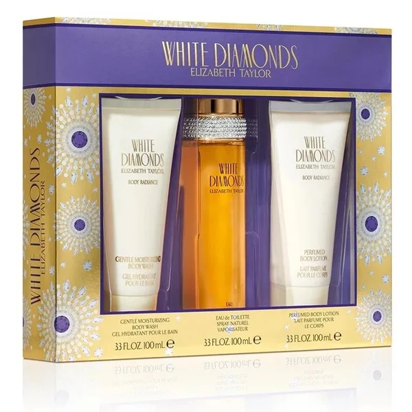 Elizabeth Taylor White Diamonds zestaw woda toaletowa spray 100ml + balsam do ciała 100ml + żel pod prysznic 100ml (W)