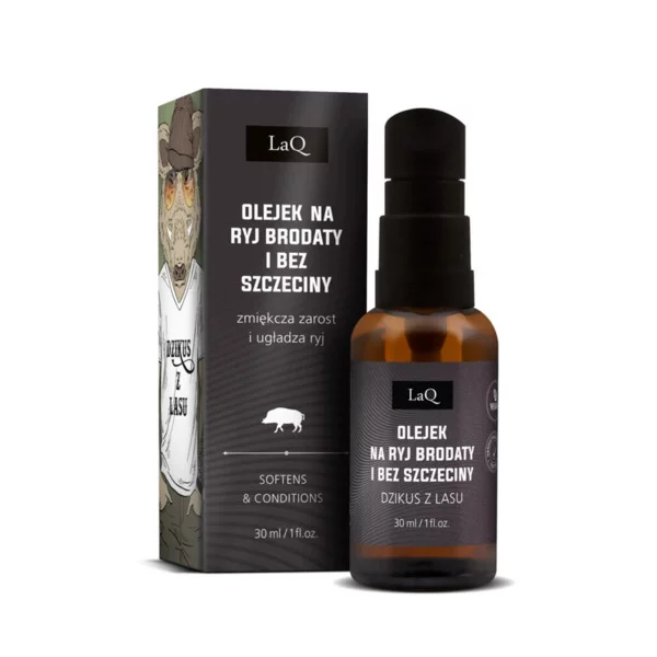 LaQ Dzikus z Lasu czarny mat, olejek do pielęgnacji brody i skóry twarzy, 30ml