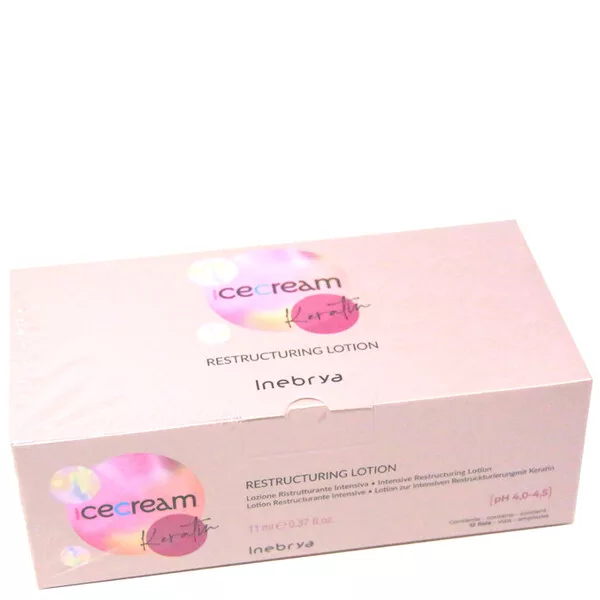 Inebrya Ice Cream Keratin Restructuring Lotion, intensywnie rekonstruujący lotion z keratyną, 12x11ml