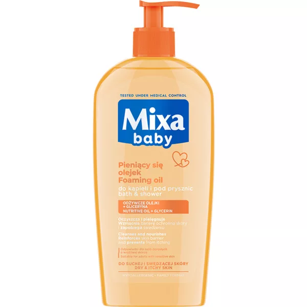 Mixa Baby, delikatny płyn do kąpieli i mycia z olejkiem dla dzieci, 400ml