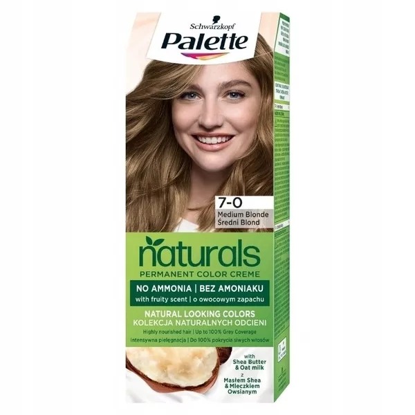 Schwarzkopf Palette Permanent Naturals Color Creme farba do włosów trwale koloryzująca 7-0 Średni Blond