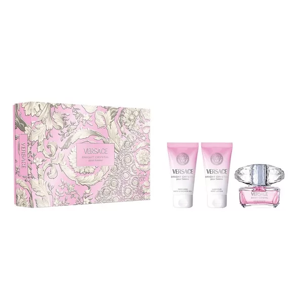 Versace Bright Crystal zestaw prezentowy dla kobiet: woda toaletowa 50ml, żel pod prysznic 50ml, balsam do ciała 50ml