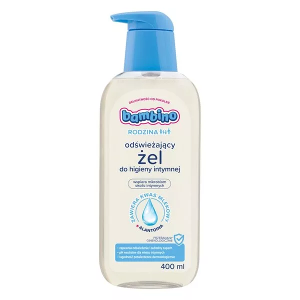 Bambino Rodzina odświeżający żel do higieny intymnej hiperdelikatny, dla dzieci i dorosłych 400ml