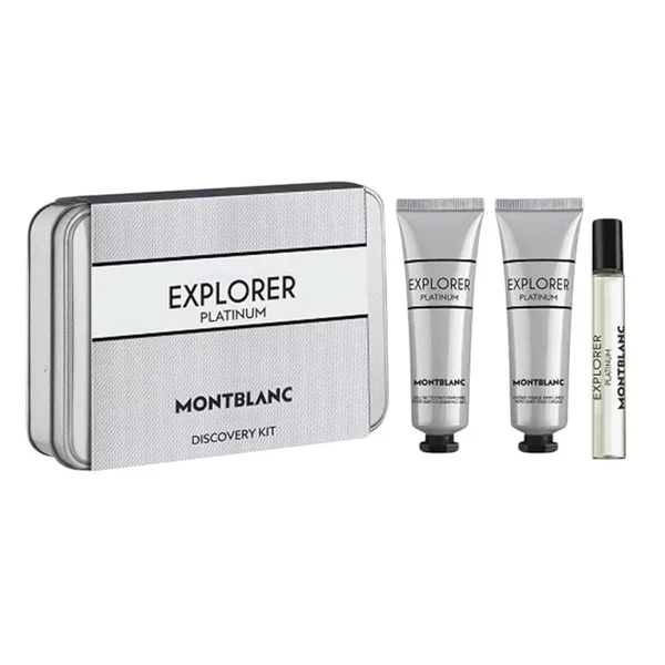 Mont Blanc Explorer Platinum zestaw miniatura wody perfumowanej spray 7.5ml + żel oczyszczający 30ml + krem do twarzy 30ml (M)