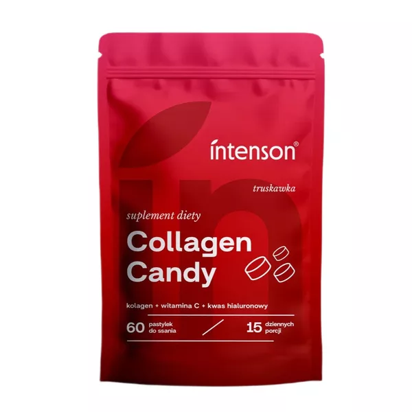 Intenson Collagen Candy suplement diety Truskawka 60 pastylek do ssania