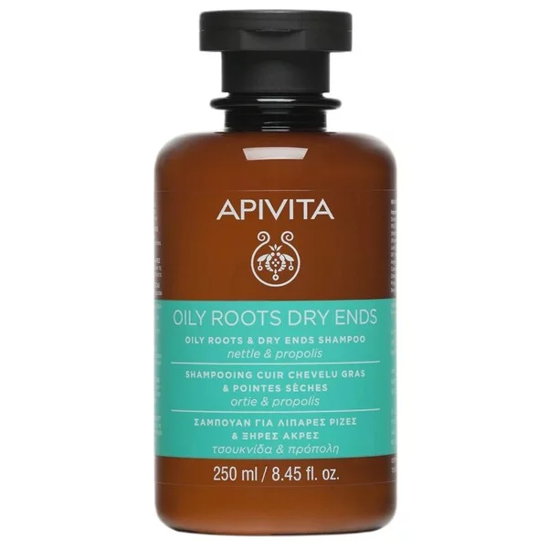Apivita Oily Roots & Dry Ends Shampoo szampon regulujący przetłuszczanie nasady i odżywiający suche końcówki z pokrzywą i propolisem 250ml