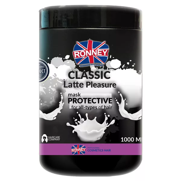 Ronney Professional Mask Classic Latte Pleasure Protective, Maska ochronna do każdego rodzaju włosów 1000ml
