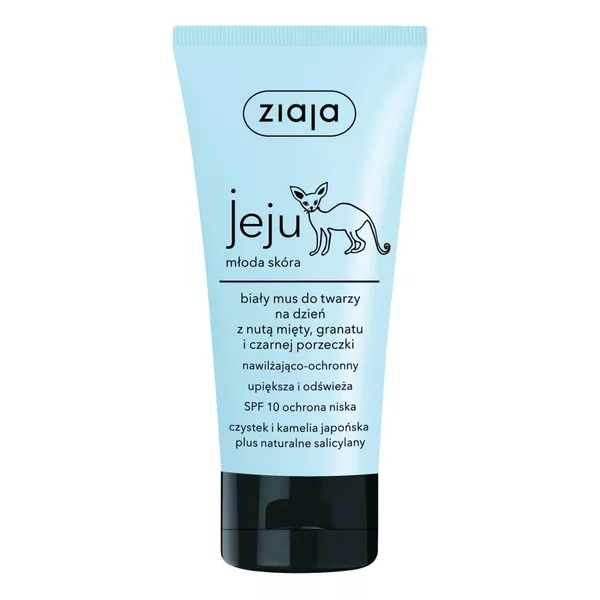 Ziaja Jeju, biały mus do twarzy na dzień z SPF10, 50ml