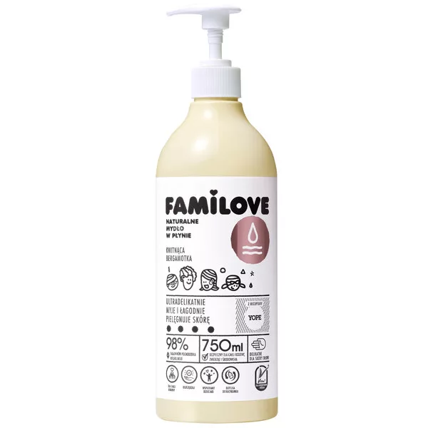 Yope Familove, mydło w płynie, kwitnąca bergamotka, 750ml