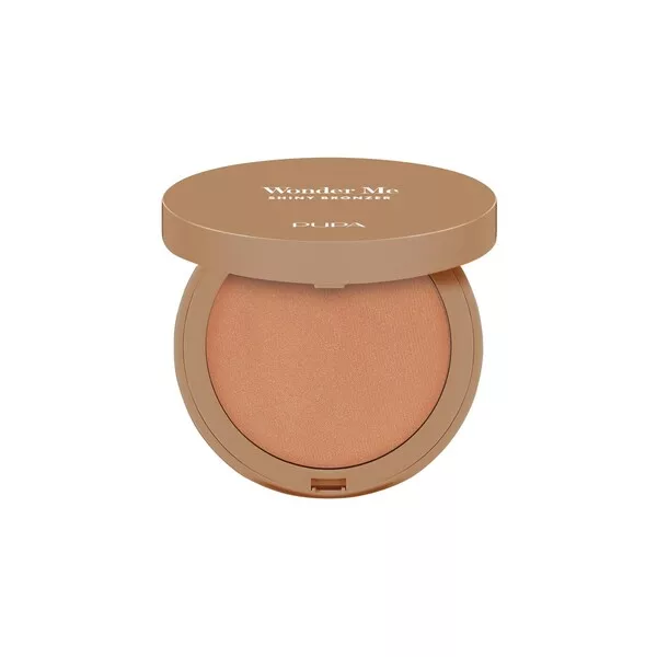PUPA Wonder Me Shiny Bronzer, wypiekany bronzer rozświetlający, 002 Medium Warm, 6g