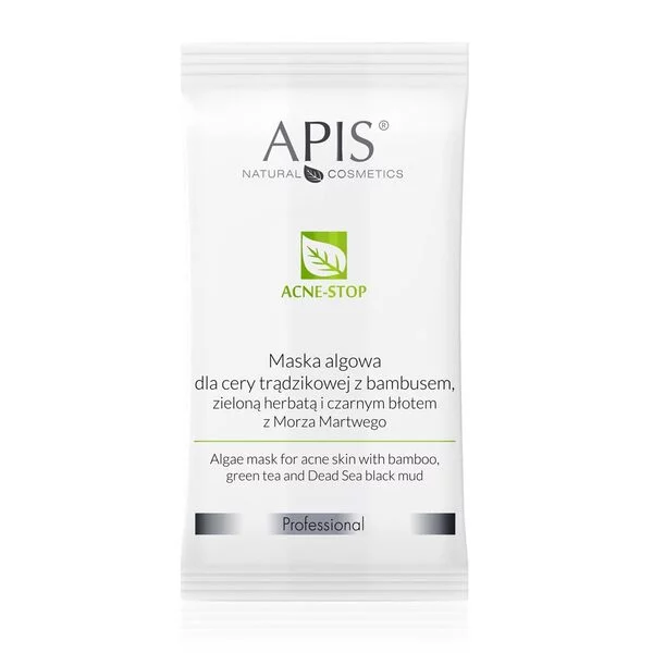 Apis Maska algowa dla cery trądzikowej z bambusem, zieloną herbatą, 20g
